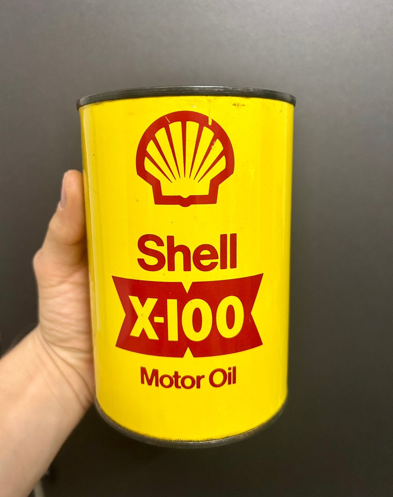 Bidon d’huile olieblik olie blik oil can vintage Shell x100, Collections, Marques & Objets publicitaires, Enlèvement ou Envoi