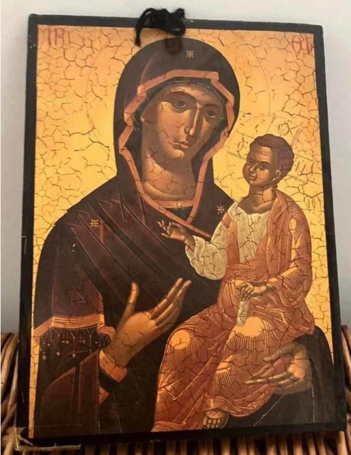 Icoon ,ONZE LIEVE VROUWE en HAAR ZOON,MOOI! Afmeting foto’s, Antiek en Kunst, Antiek | Religieuze voorwerpen, Ophalen of Verzenden