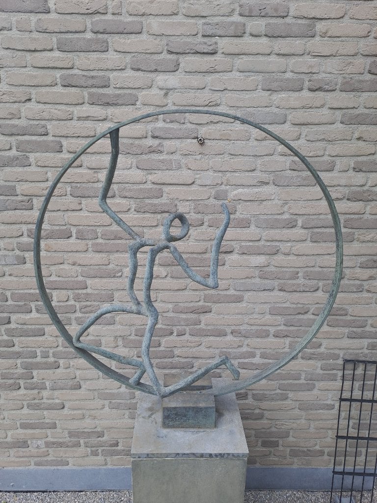 Metalen Kunstwerk  " Woman in Motion ", Antiek en Kunst, Kunst | Beelden en Houtsnijwerken, Ophalen, Gepatineerd, 50 - 100 cm