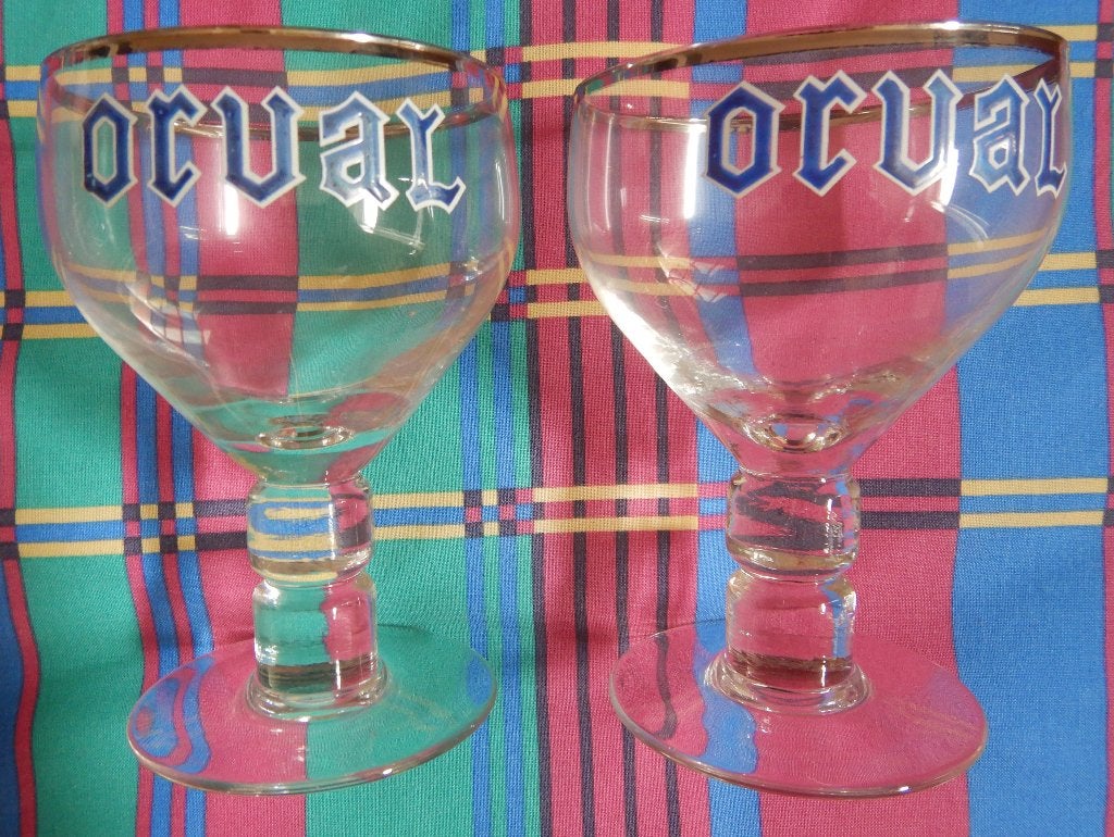 ORVAL: SET van 2 glazen met zilveren randen (nr. 2)., Verzamelen, Ophalen of Verzenden, Zo goed als nieuw