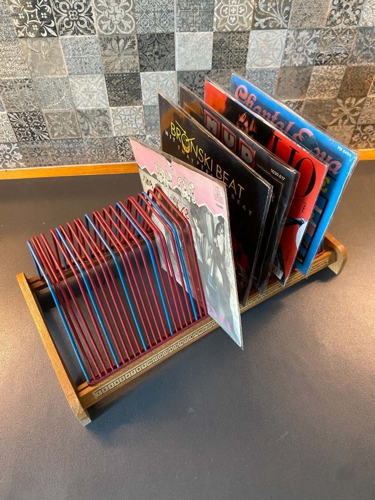 Range disques en bois vintage / 1960's, Envoi, Utilisé