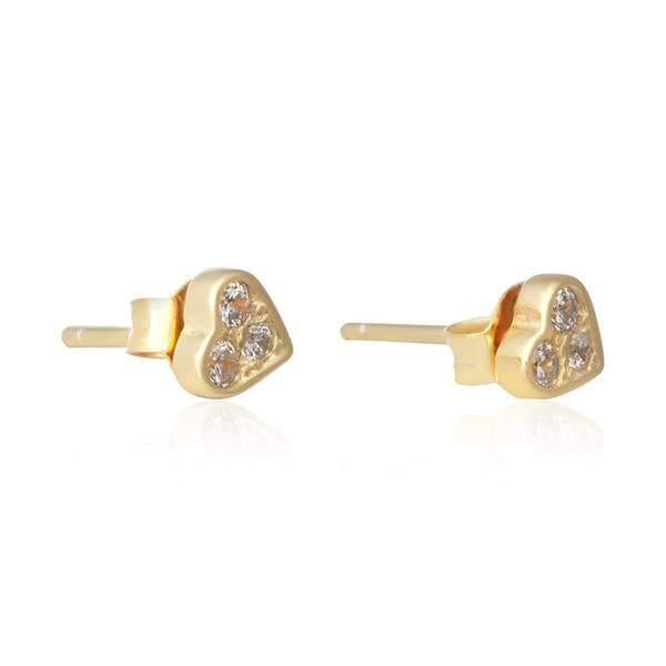 Hartvorm oorbellen in verguld zilver met 3 zirkonia, Bijoux, Sacs & Beauté, Boucles d'oreilles, Enlèvement ou Envoi, Or, Avec pierre précieuse