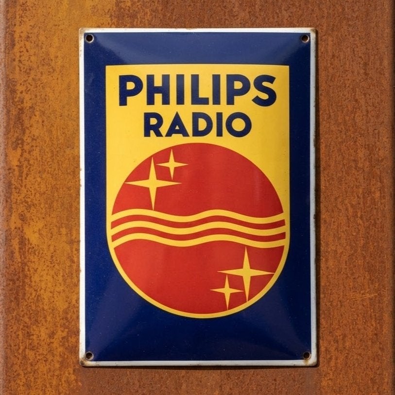Emaille Schild PHILIPS Radio Reclamebord Vintage Fifties Oud, Verzenden, Gebruikt, Reclamebord