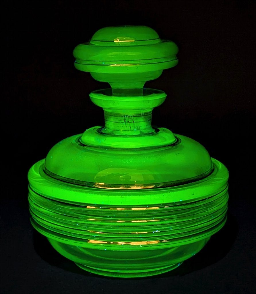 Oud Art Deco parfumflesje - UV Reactief - (1950), Ophalen of Verzenden