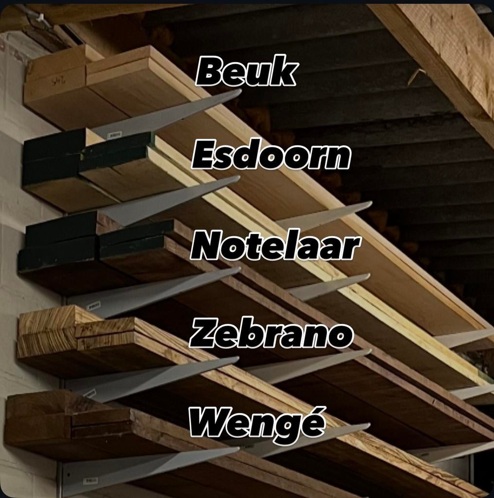 Loten hout beuk, esdoorn, notelaar, zebrano en wenge., Doe-het-zelf en Bouw, Ophalen, Zo goed als nieuw, Plank