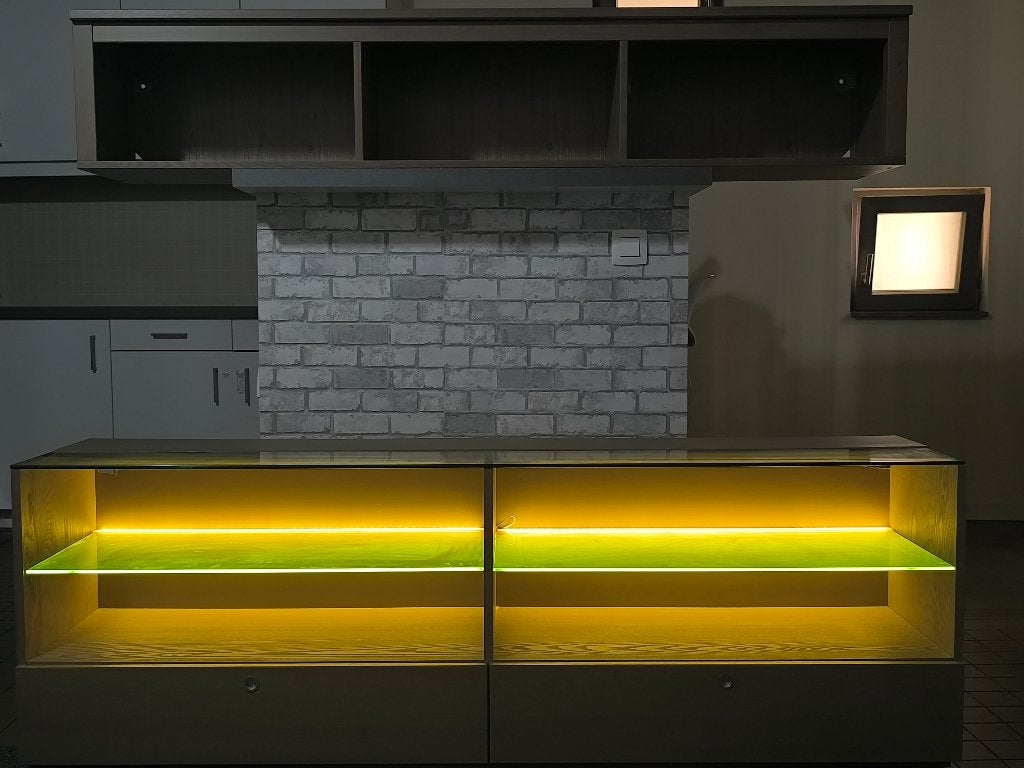 Meuble TV/Buffet LED+meuble suspendu assorti, Ophalen, Gebruikt, Eikenhout