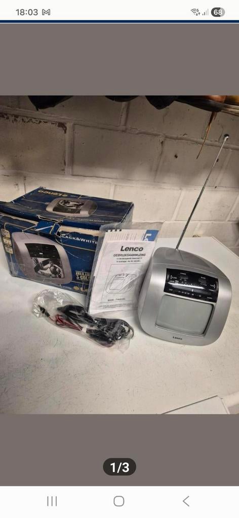 Lenco 14 CM draagbare zwart wit tv, Audio, Tv en Foto, Ophalen