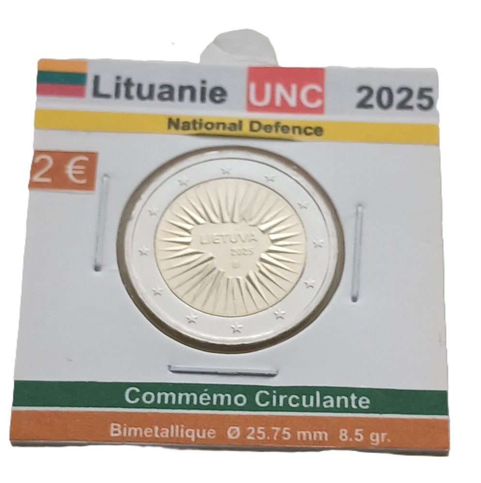 LITUANIE 2 euros Pour la défense année 2025 UNC, Timbres & Monnaies, Envoi, Autres pays, 2 euros, Monnaie en vrac
