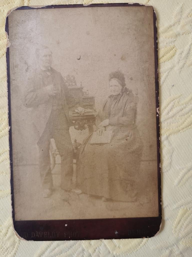 Cabinet Card Brugge – Fotostudio Edouard Daveluy Groene Rei, Antiek en Kunst, Curiosa en Brocante, Ophalen of Verzenden