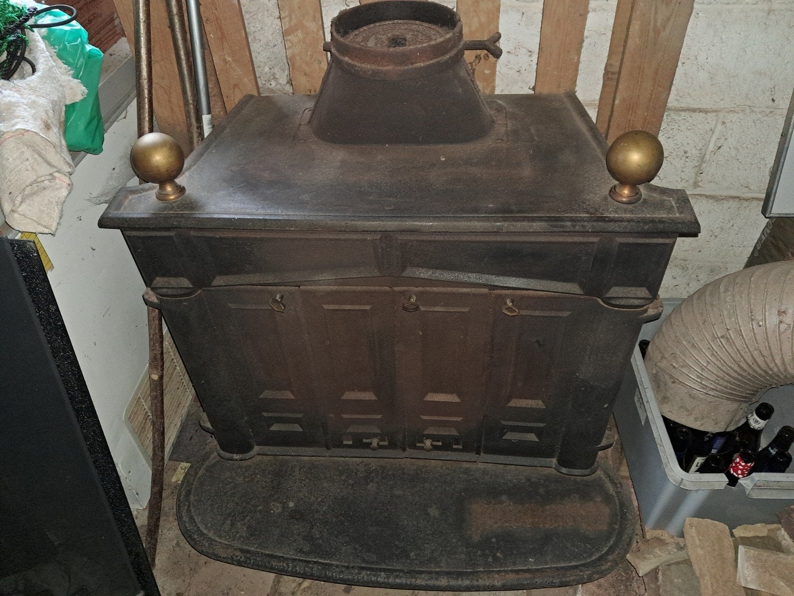 feu à bois, Enlèvement, Utilisé, Bois, Autoportant