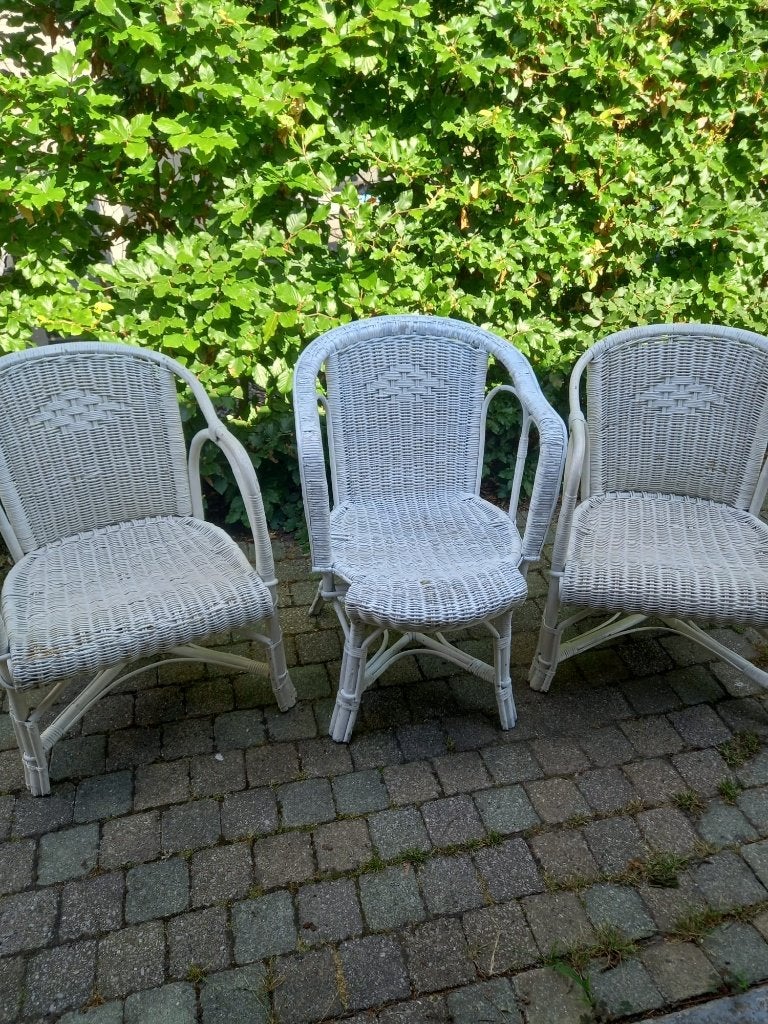Vintage rieten tuinstoelen, Ophalen, Gebruikt, Rotan
