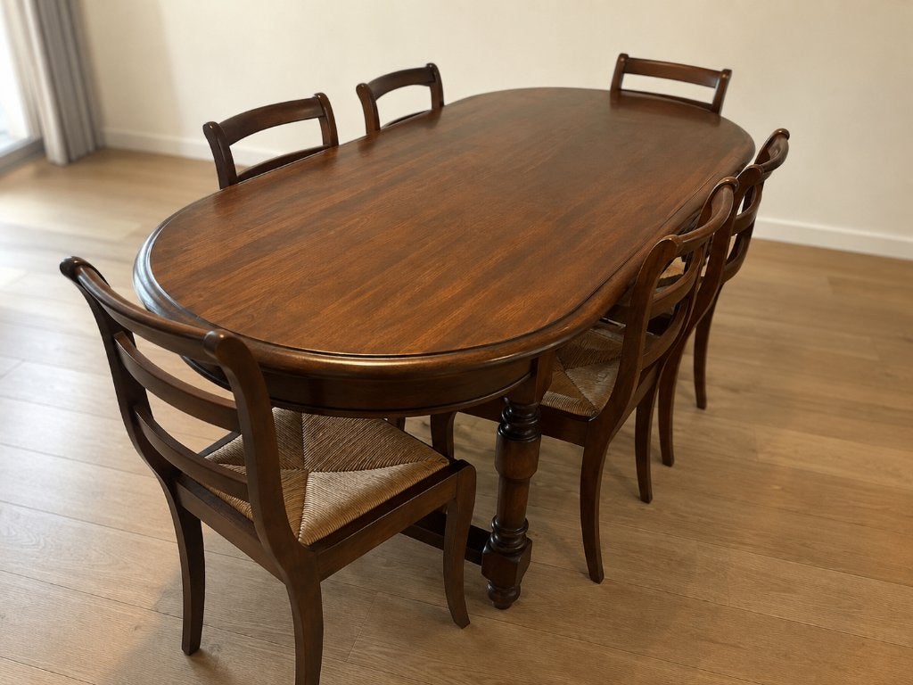 tafel + stoelen, Eikenhout, 200 cm of meer, 50 tot 100 cm, Zo goed als nieuw
