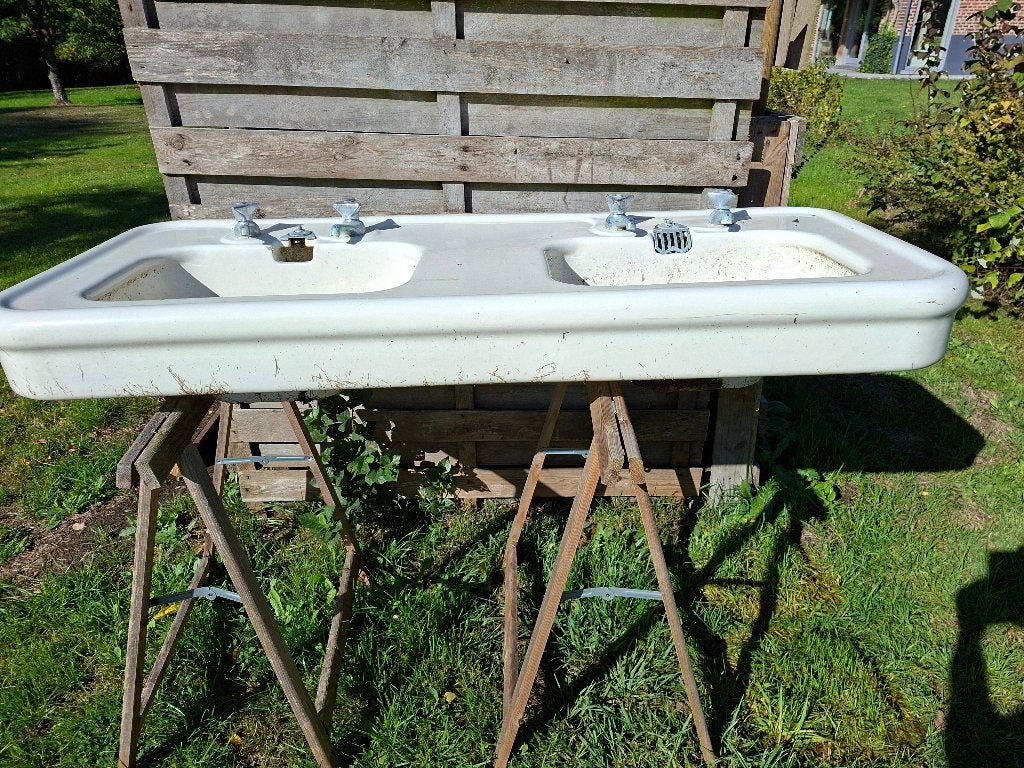 Vintage dubbele lavabo, Ophalen, Gebruikt, 100 tot 150 cm, Overige typen