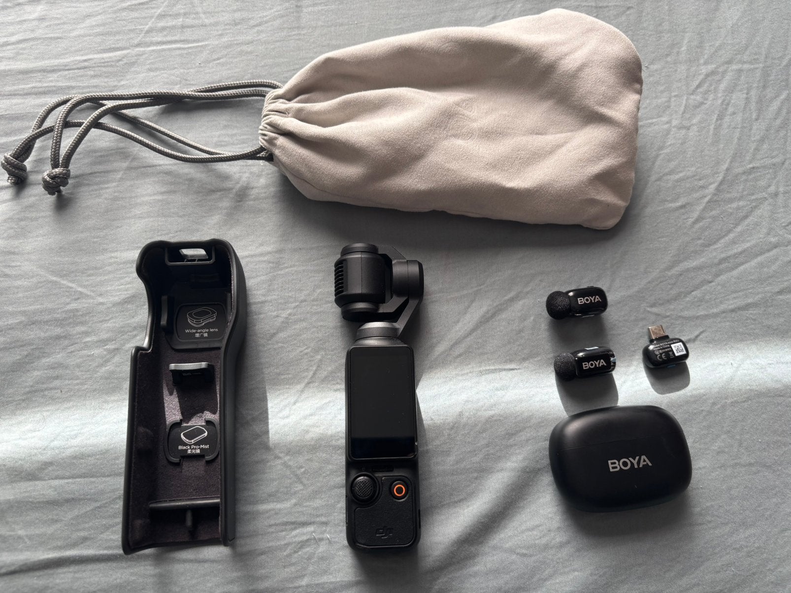 DJI Osmo Pocket 3 + Boya Draadloze Microfoon Set, Audio, Tv en Foto, Ophalen, Zo goed als nieuw