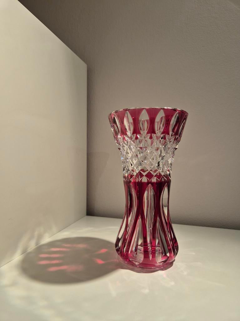 Petit vase Teniers rose en cristal Val Saint Lambert, Enlèvement ou Envoi