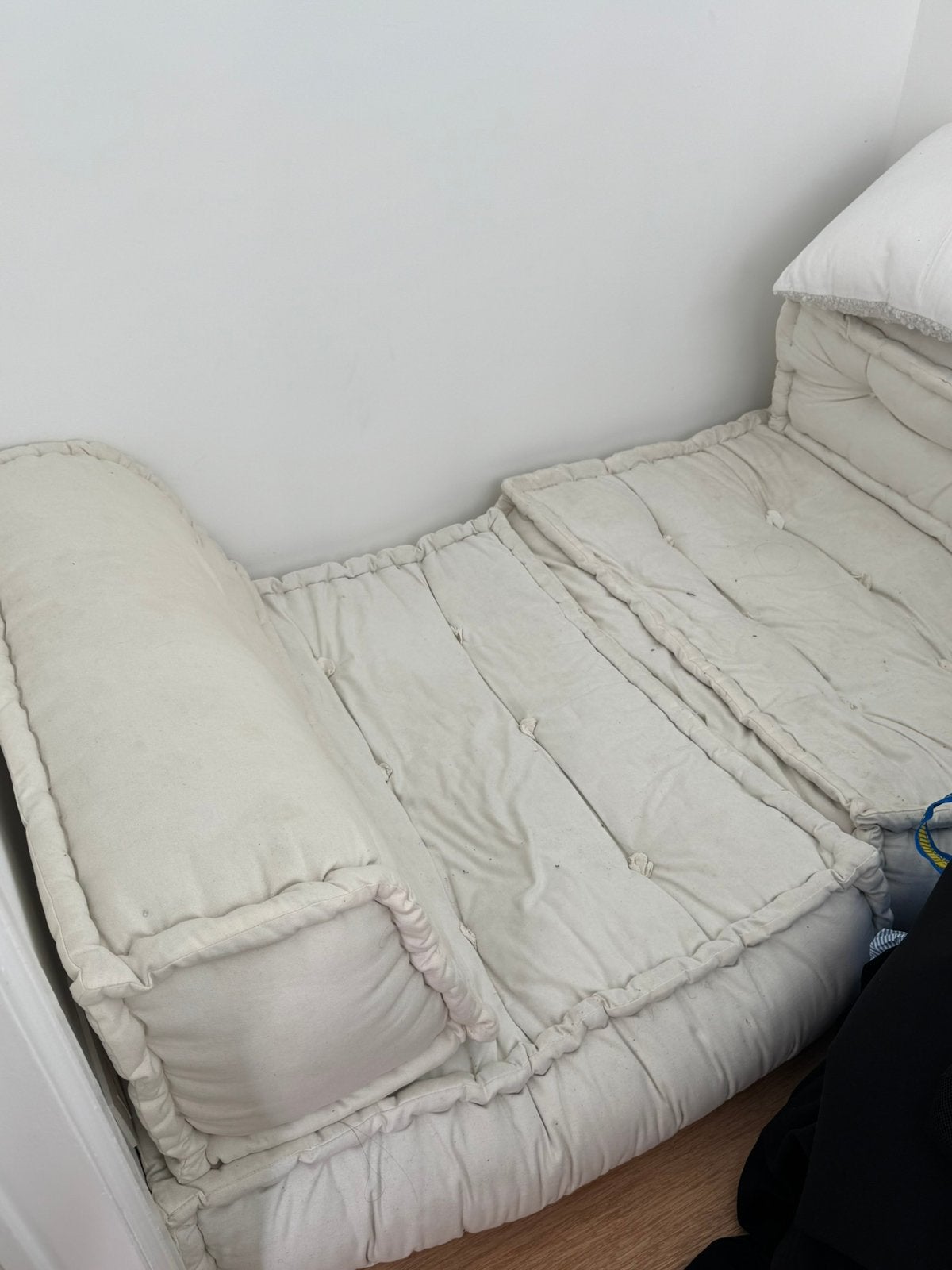 Poufs blanc / assise canape marocain, Huis en Inrichting, Slaapkamer | Slaapbanken, Ophalen, Gebruikt, Wit