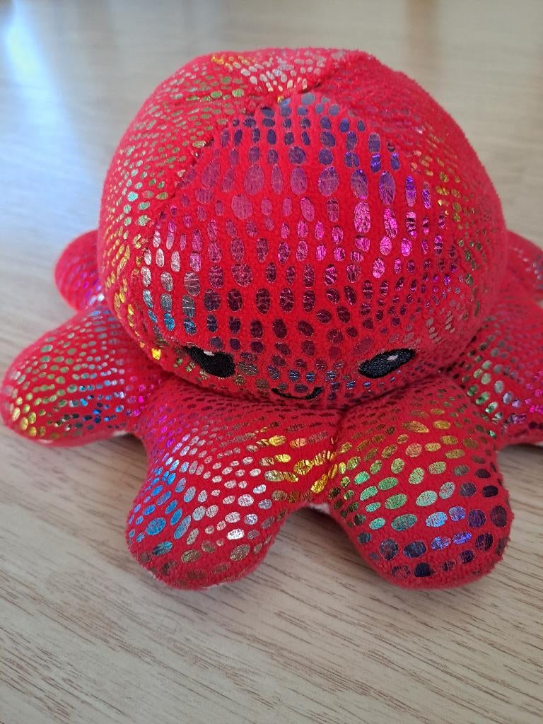 Mood Octopus Knuffel-20 cm (glitter rood/rood witte stippen), Ophalen, Gebruikt, Overige typen