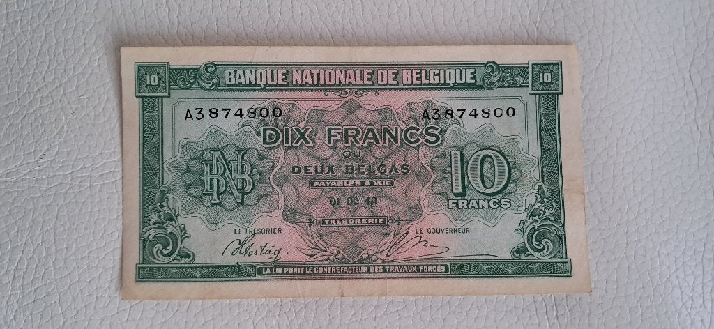 10 francs 1943 - Très beau, Envoi, Billets en vrac