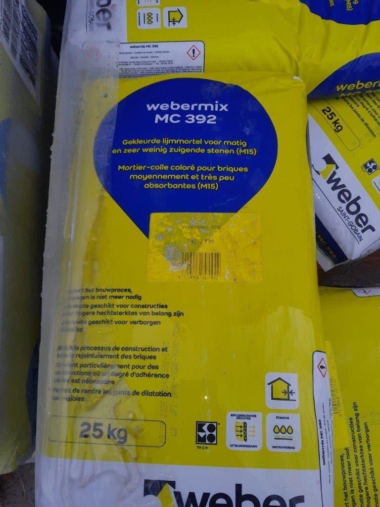 Lijmmortel Webermix MC392 Kleur 2735, Doe-het-zelf en Bouw, Metselstenen, Ophalen, Nieuw