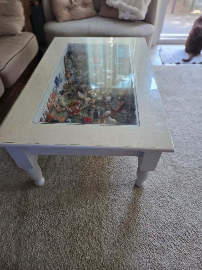 Salontafel met vitrine lade 50 euro, Ophalen, Gebruikt, 100 tot 150 cm, 50 tot 100 cm