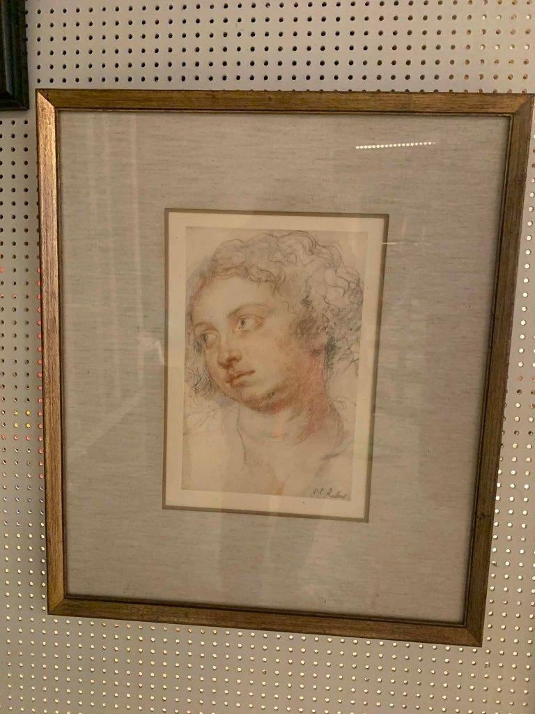 Tekening in kader, Antiek en Kunst, Kunst | Schilderijen | Klassiek, Ophalen