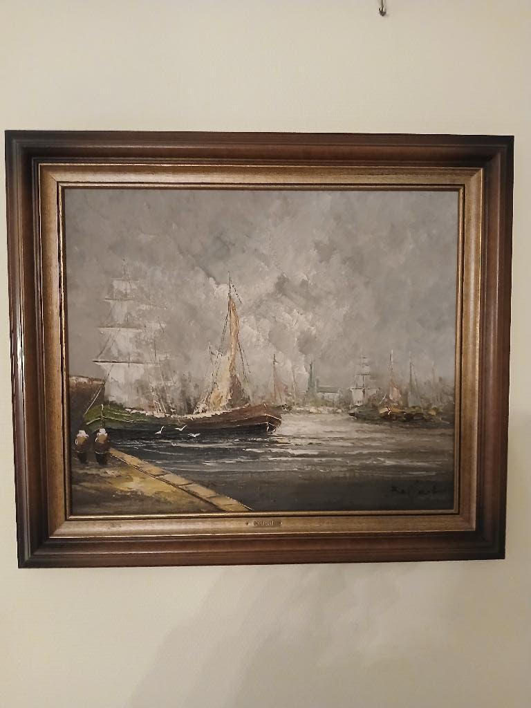schilderij zicht van zeil schip, Antiek en Kunst, Ophalen