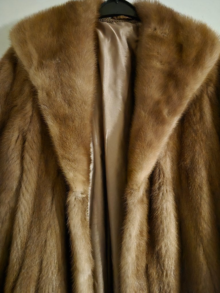 lange vintage nertsmantel bontjas, Kleding | Dames, Jassen | Winter, Ophalen of Verzenden, Zo goed als nieuw, Maat 42/44 (L), Overige kleuren