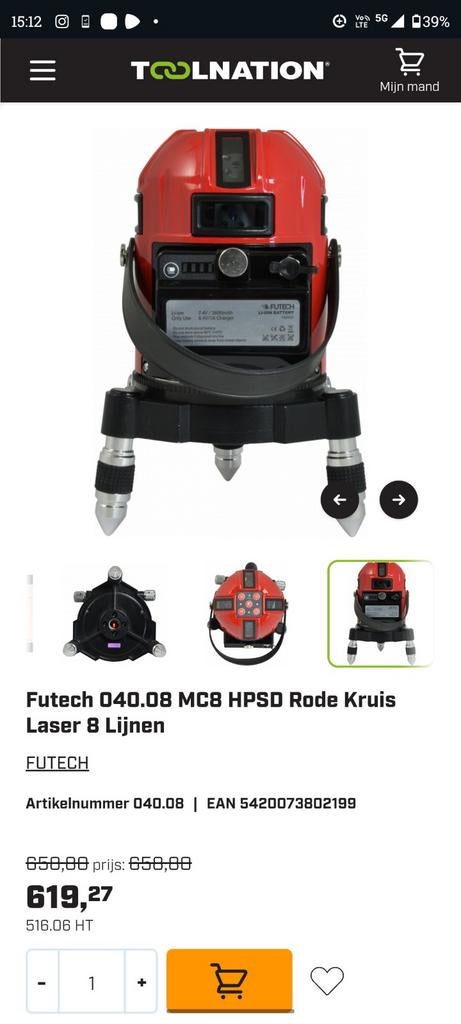 (nieuwe)Futech MC8 HPSD rode kruislijnlaser met 8 lijnen, Ophalen, Nieuw, Afstand