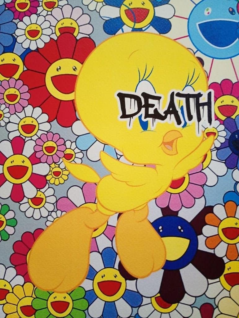 Lithografie: Murakami VS Tweety, Signé, Enlèvement ou Envoi, Personnages et figures fantastiques, Lithographie