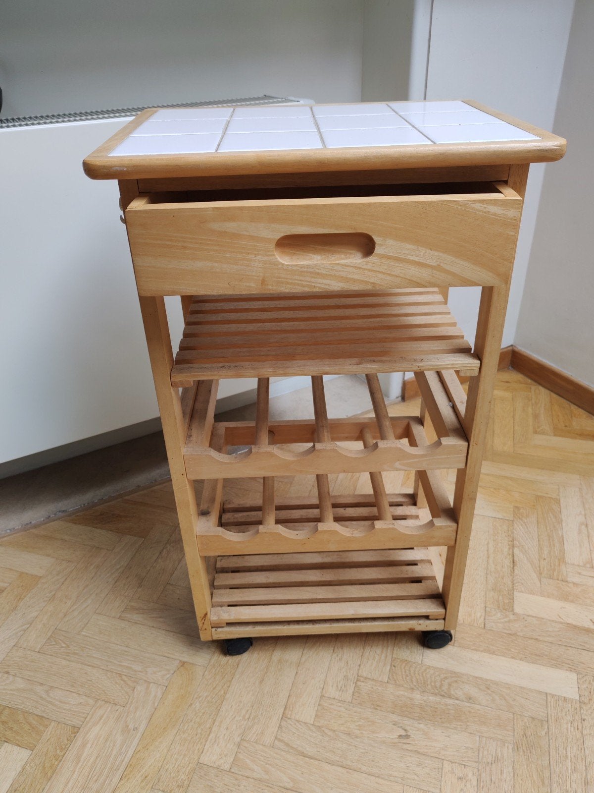 Belle desserte en bois/carrelage avec tiroir, Maison & Meubles