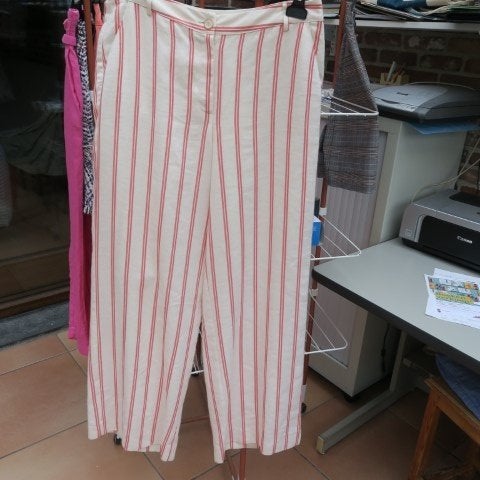Wijde nieuwe losse broek écru strepen rood Terre Bleue mt 42, Kleding | Dames, Broeken en Pantalons, Overige kleuren, Terre Bleue