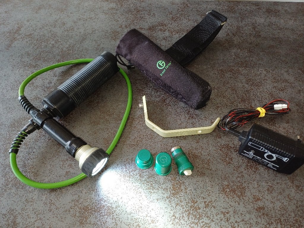 Greenforce Flexi II kabellamp met Heptastar XPG H lampkop, Watersport en Boten, Duiken, Ophalen, Gebruikt, Duiklamp