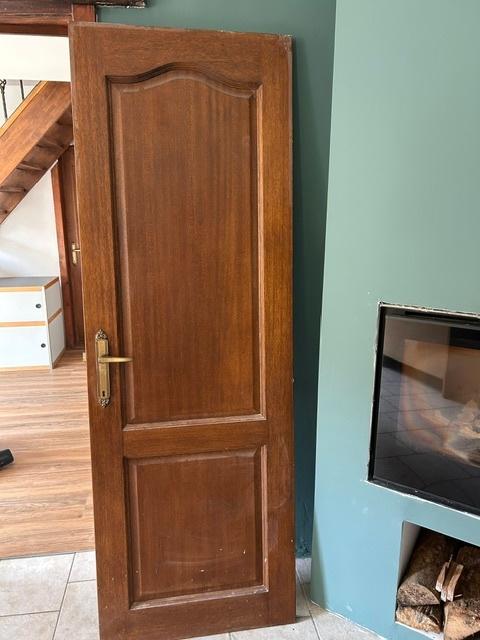 Porte intérieure en bois avec poignée, Doe-het-zelf en Bouw, Raamkozijnen en Schuifdeuren, Ophalen, Gebruikt, Minder dan 75 cm