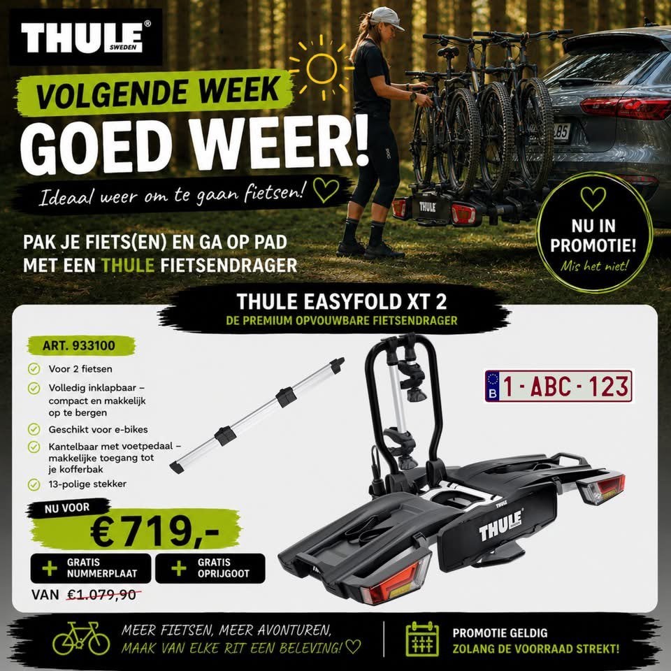 Thule easyfold xt 933100 - PROMO, Elektrische fiets, Nieuw, Ophalen of Verzenden, 2 fietsen