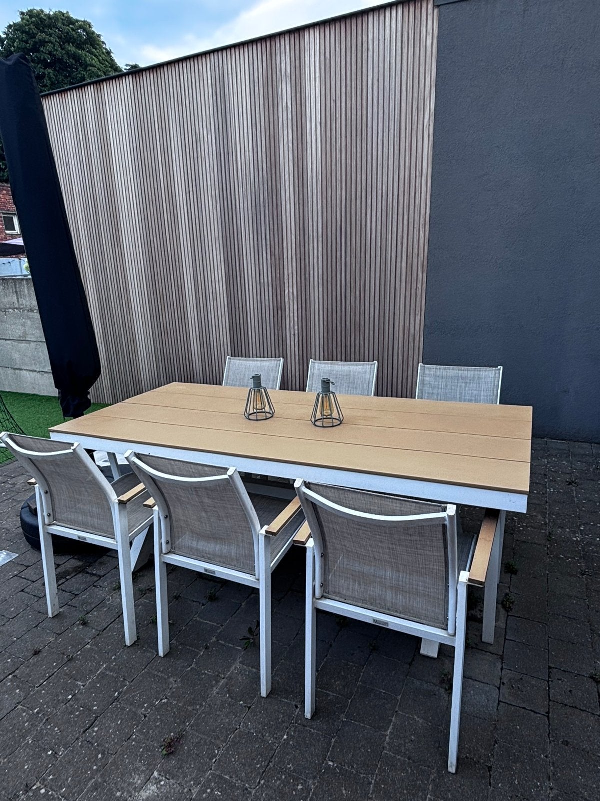 Tuintafel met 6 stoelen - Vinci Bahia, Tuin en Terras, Ophalen, Gebruikt, Rechthoekig