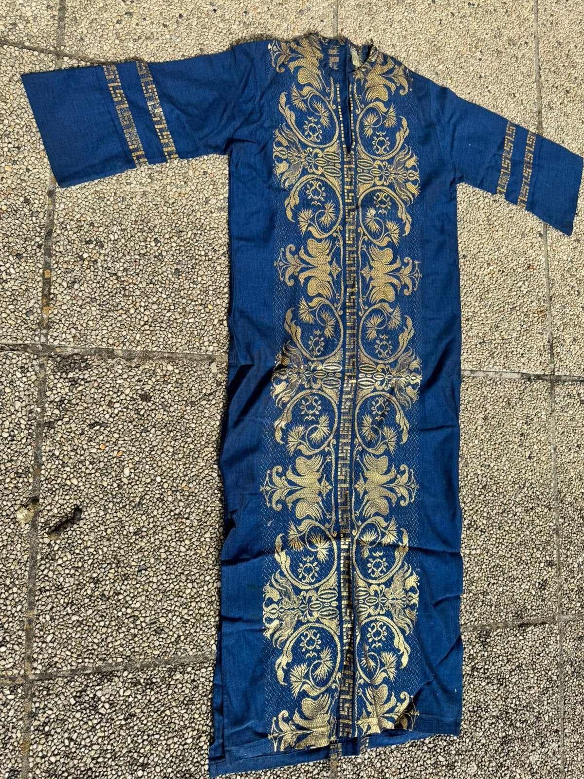Tunique avec motif grec, Enlèvement ou Envoi, Porté, Bleu, Autres types