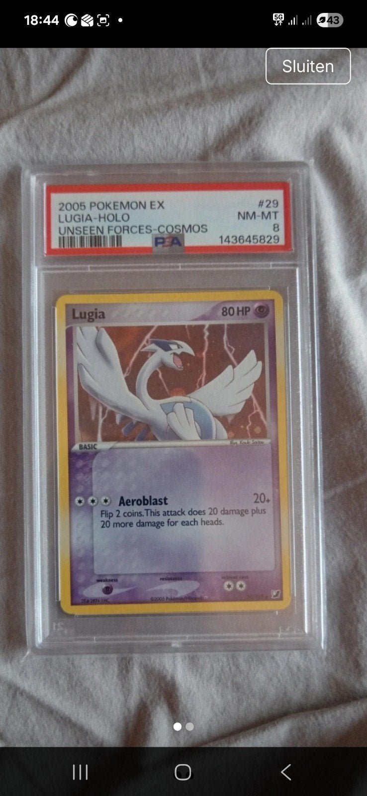 Lugia Ps8 Unseen Forces holo, Ophalen