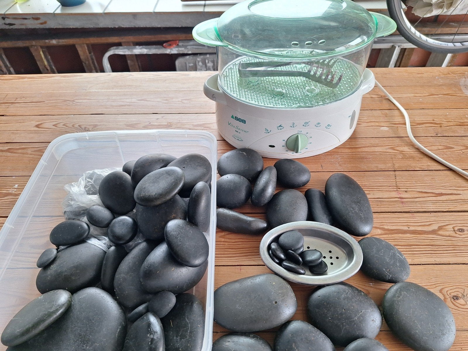 Massage stenen en Seb verwarmer, Ophalen