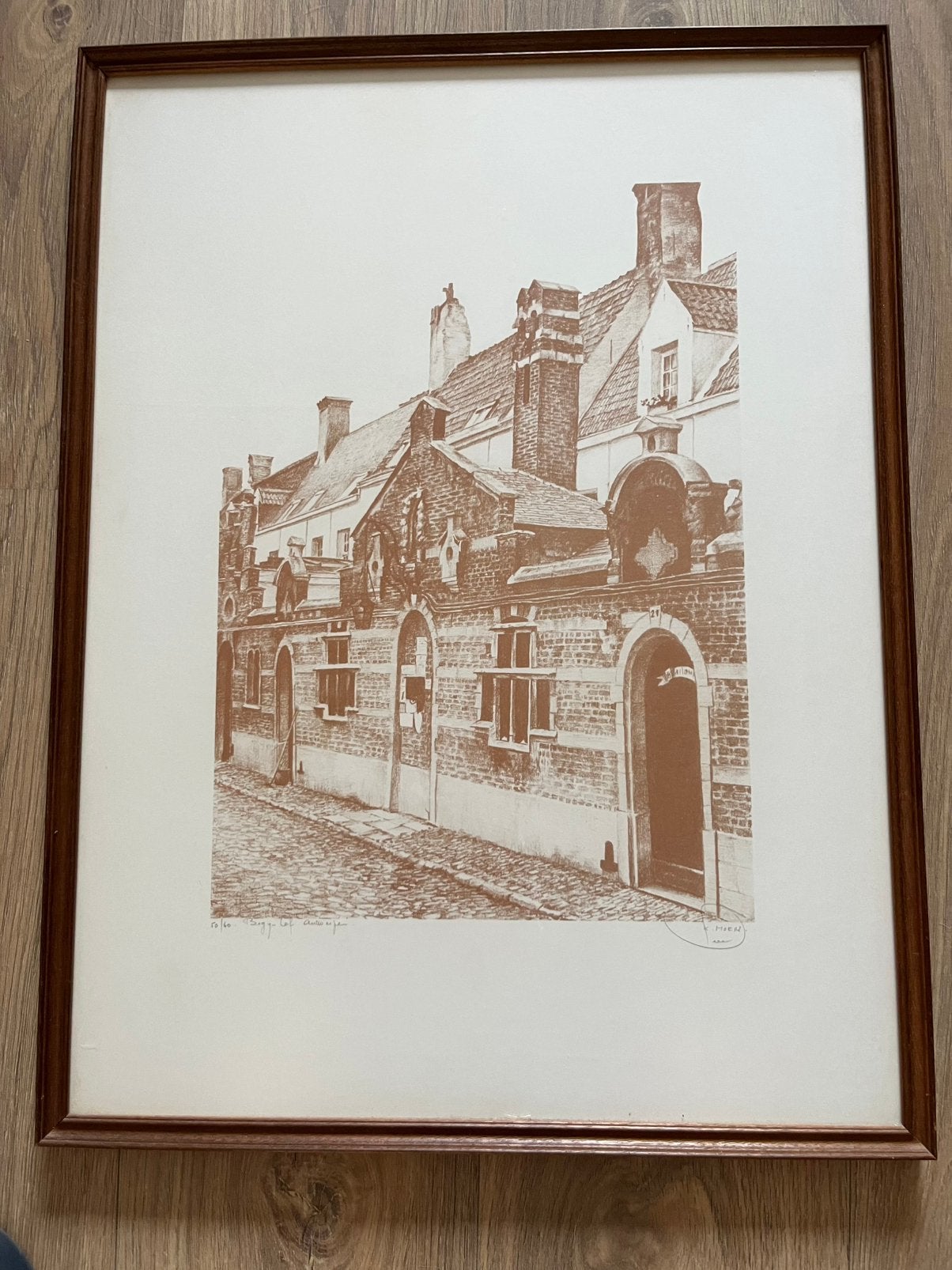 Zeefdruk Antwerps begijnhof., Antiquités & Art, Art | Dessins & Photographie, Enlèvement, Sérigraphie
