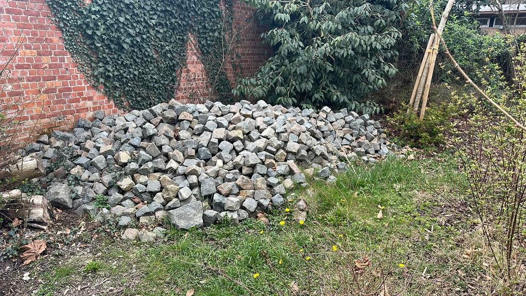 kasseien +/- 150m2, Tuin en Terras, Ophalen, Gebruikt, Overige materialen, Kei