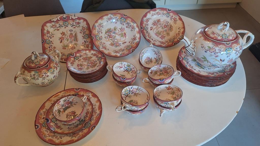 Service à dessert porcelaine Sarreguemines Minton, Antiek en Kunst, Antiek | Servies compleet, Ophalen