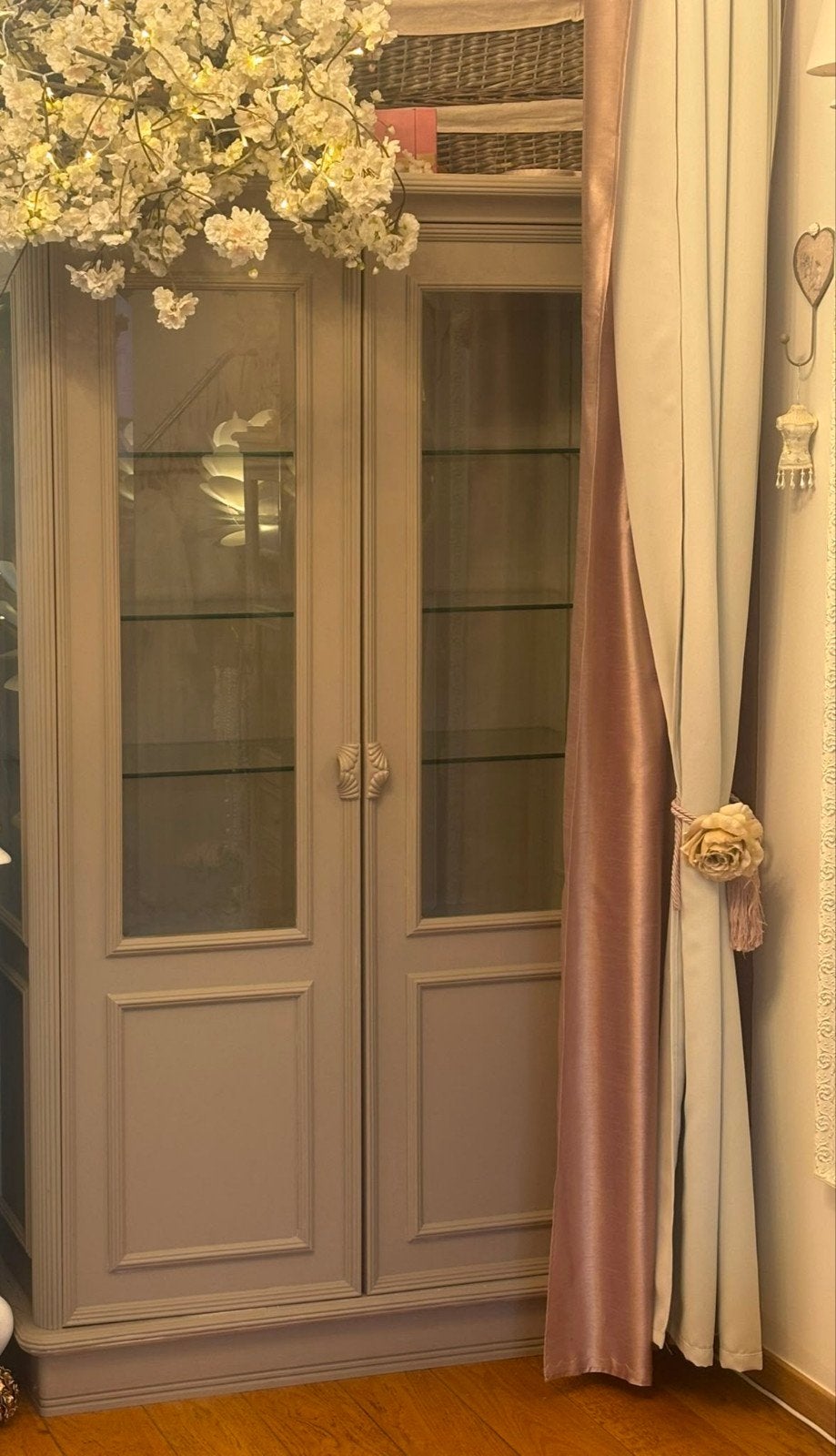 Vitrine - bois massif - vintage - avec éclairage, Maison & Meubles, Accessoires pour la Maison | Paravents d'intérieur, Enlèvement