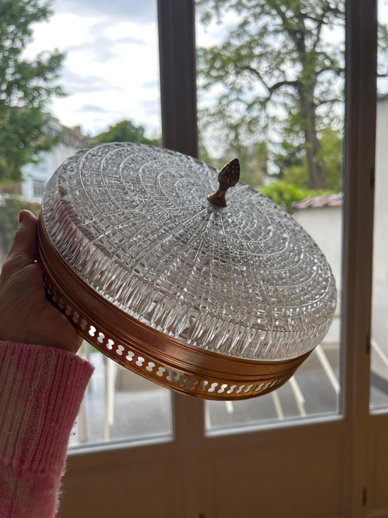 Plafonnier verre et laiton, Antiquités & Art, Enlèvement
