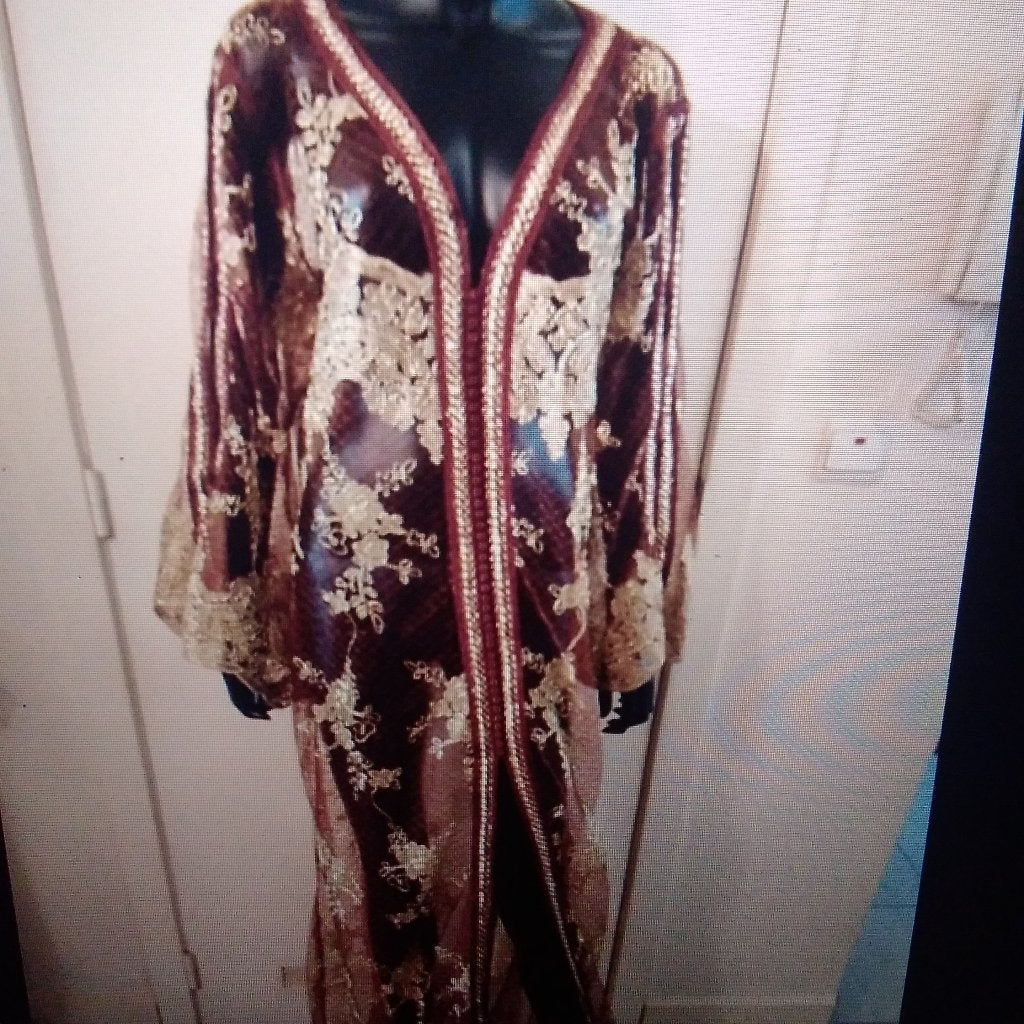 Robe longue orientale, Lange oriental jurk, Envoi, Comme neuf, Doré