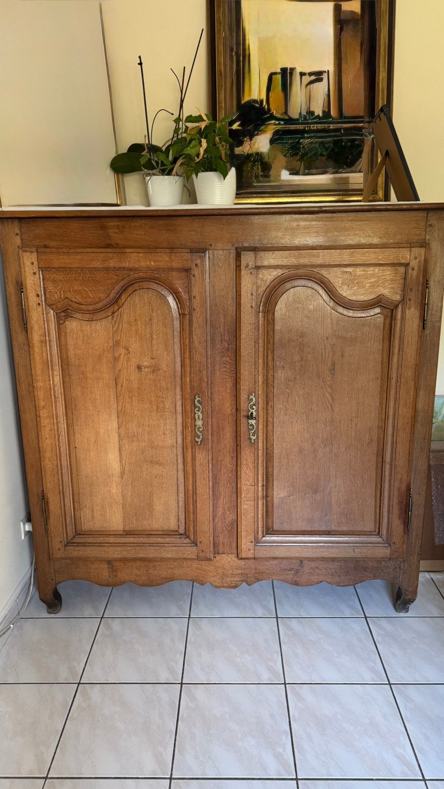 Armoire ancienne en chêne massif – 2 portes – belle patine, Maison & Meubles, Avec porte(s), 25 à 50 cm, 100 à 150 cm, Enlèvement