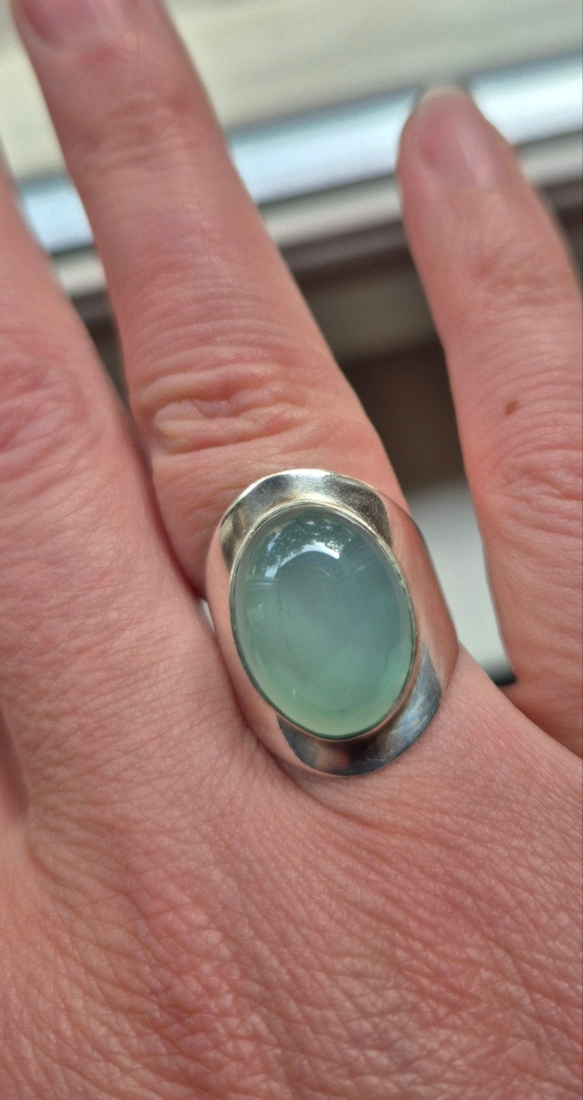 Bague en argent avec calcédoine taille 14 = taille 52, Enlèvement ou Envoi