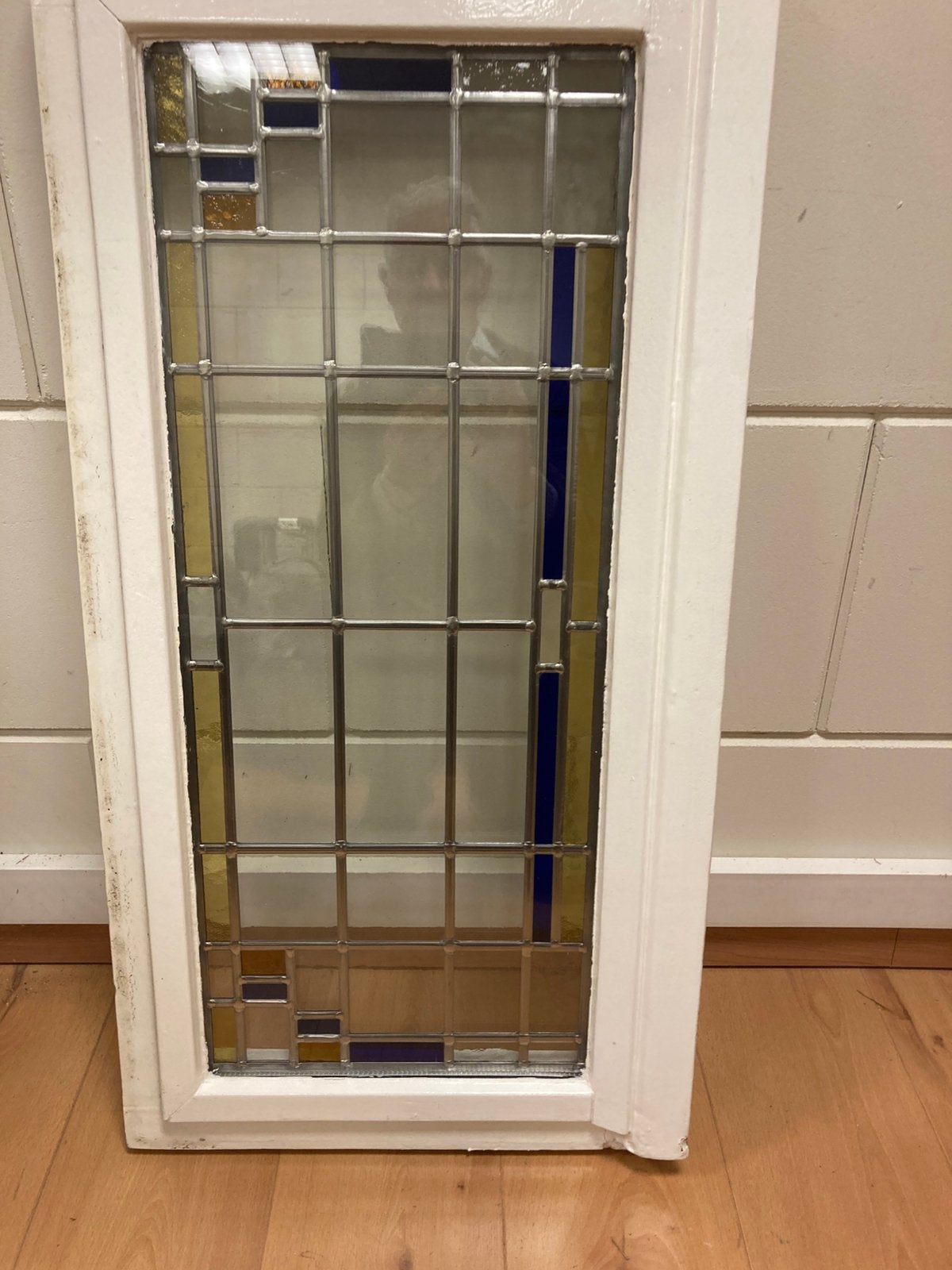 Mooi glas in lood raam met houten kozijn, Ophalen, Gebruikt, Glas in lood
