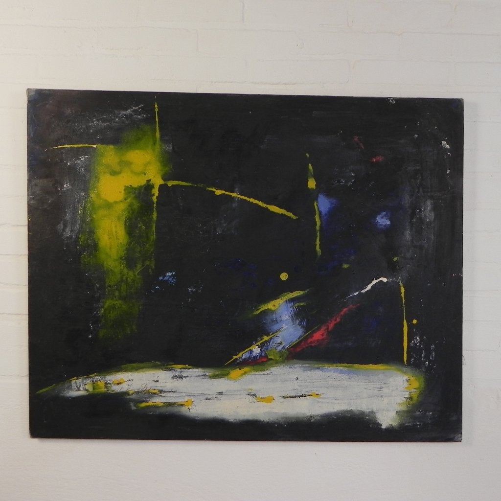 Abstract schilderij, olie op doek, jaren 80, Enlèvement ou Envoi