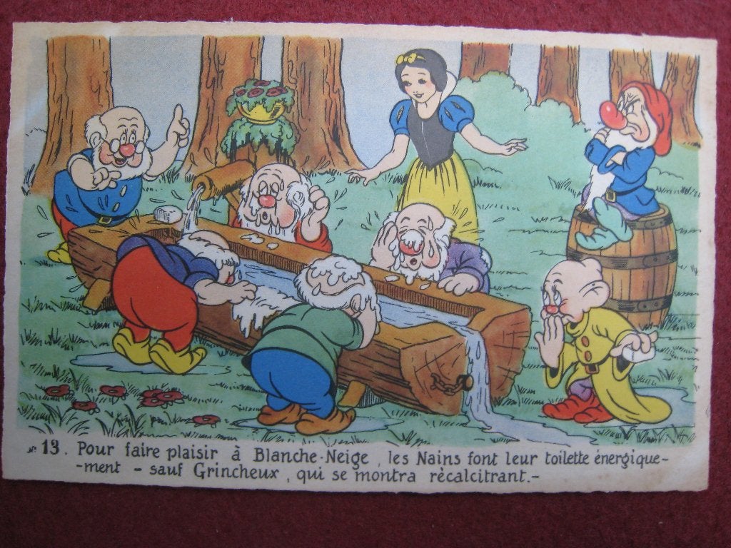 Walt Disney Blanche-Neige CP Seven Dwarfs 1945 numéro 13, Envoi, Blanche-Neige ou Belle au Bois Dormant, Utilisé, Papier, Carte ou Papeterie