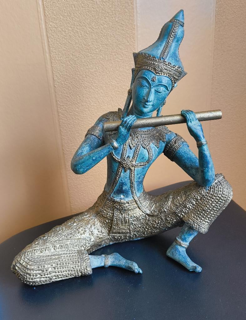 thailand bronzen beeld - fluitspeler, Ophalen, Brons